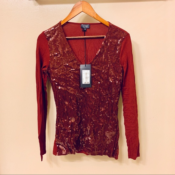 NEW Armani Sequin Long Sleeve Shirt - Picture 1 of 3